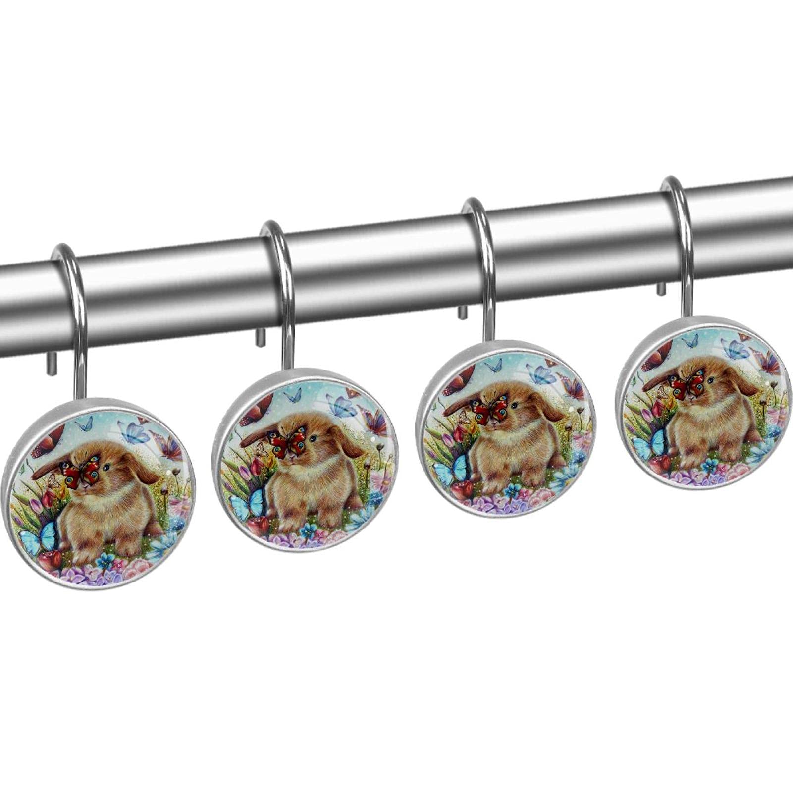 Set di 12 ganci per tenda da doccia con Babbo Natale, ganci per tenda da doccia, per aste da doccia, tende e fodere