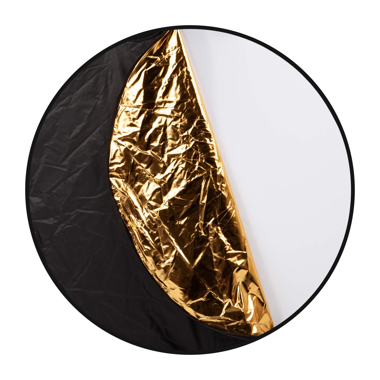 80cm 5-in-1 Riflettore Rotondo Portatile Pieghevole per Studio Fotografico - Trasclucido, Argento, Dorato, Bianco, Nero