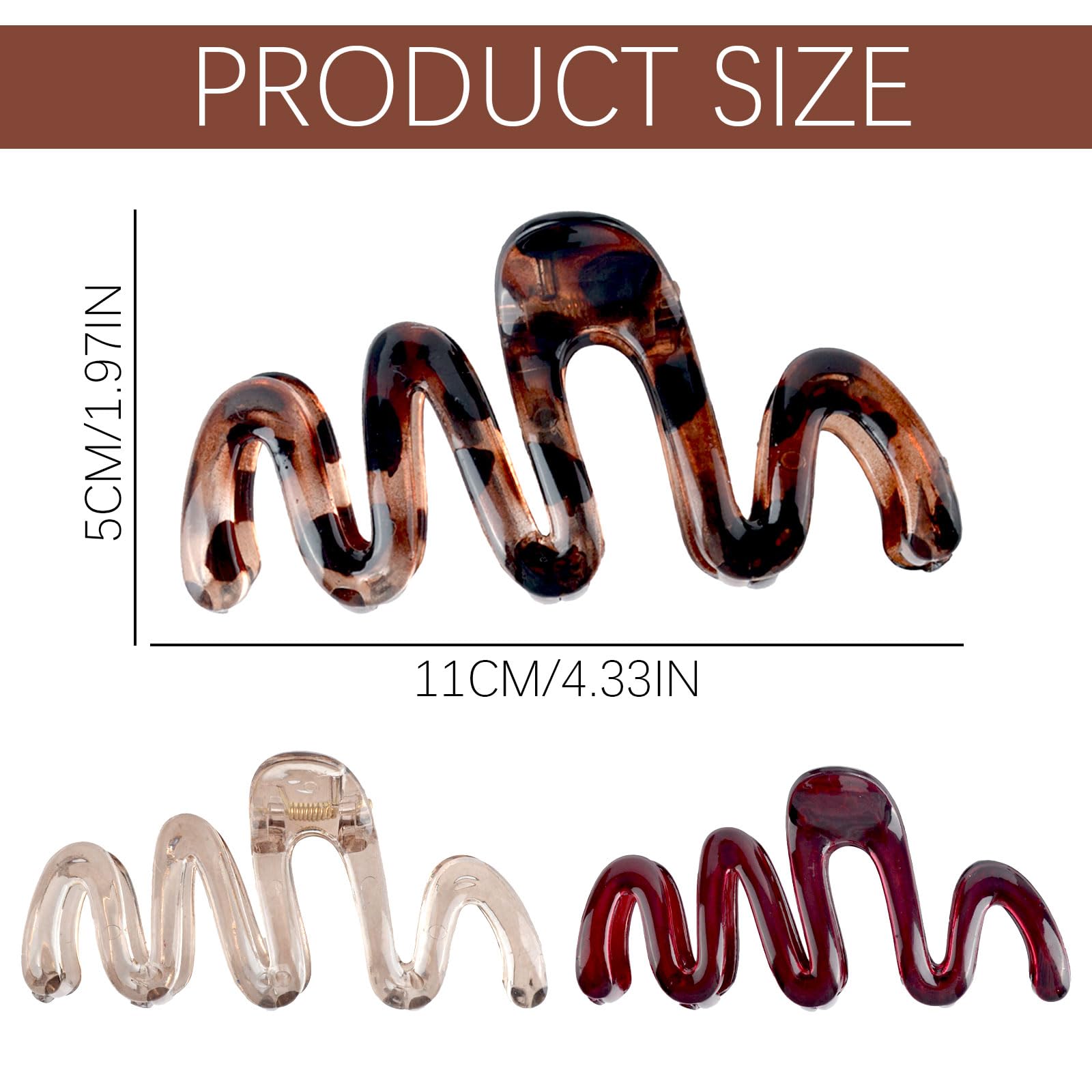 MUNSKT 3 Pcs Wave Hair Claw Clips, Jelly Shark Claw Clips, No Slip, Strong Hold - Image 2