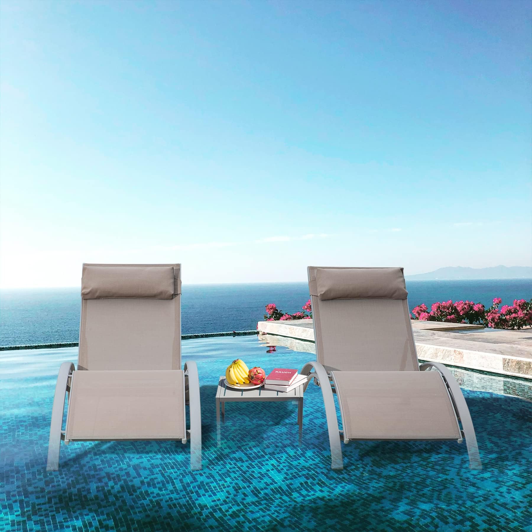 Robelle Premium Poolside Patio Chaise Lounge Chair, Blue