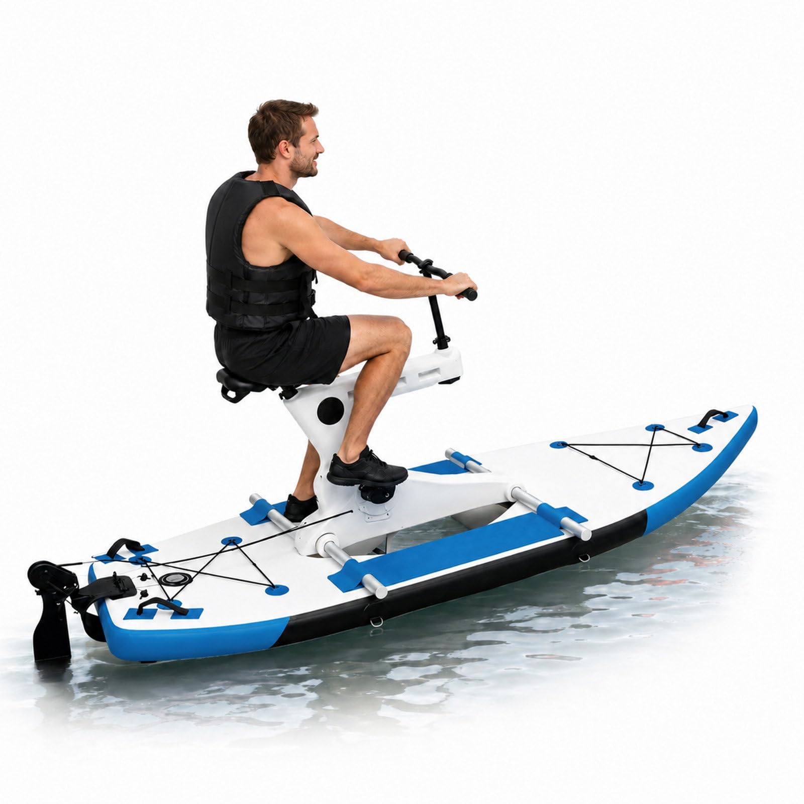QJJML Water Bikes for Lake Inflatable Water Bike,Adult Inflatable Pontoon Water Bicycle,One-Piece Rear Gear Water Bike with Inflatable pump,For Lakes, Gentle Rivers, Resorts And Water Parks Blue