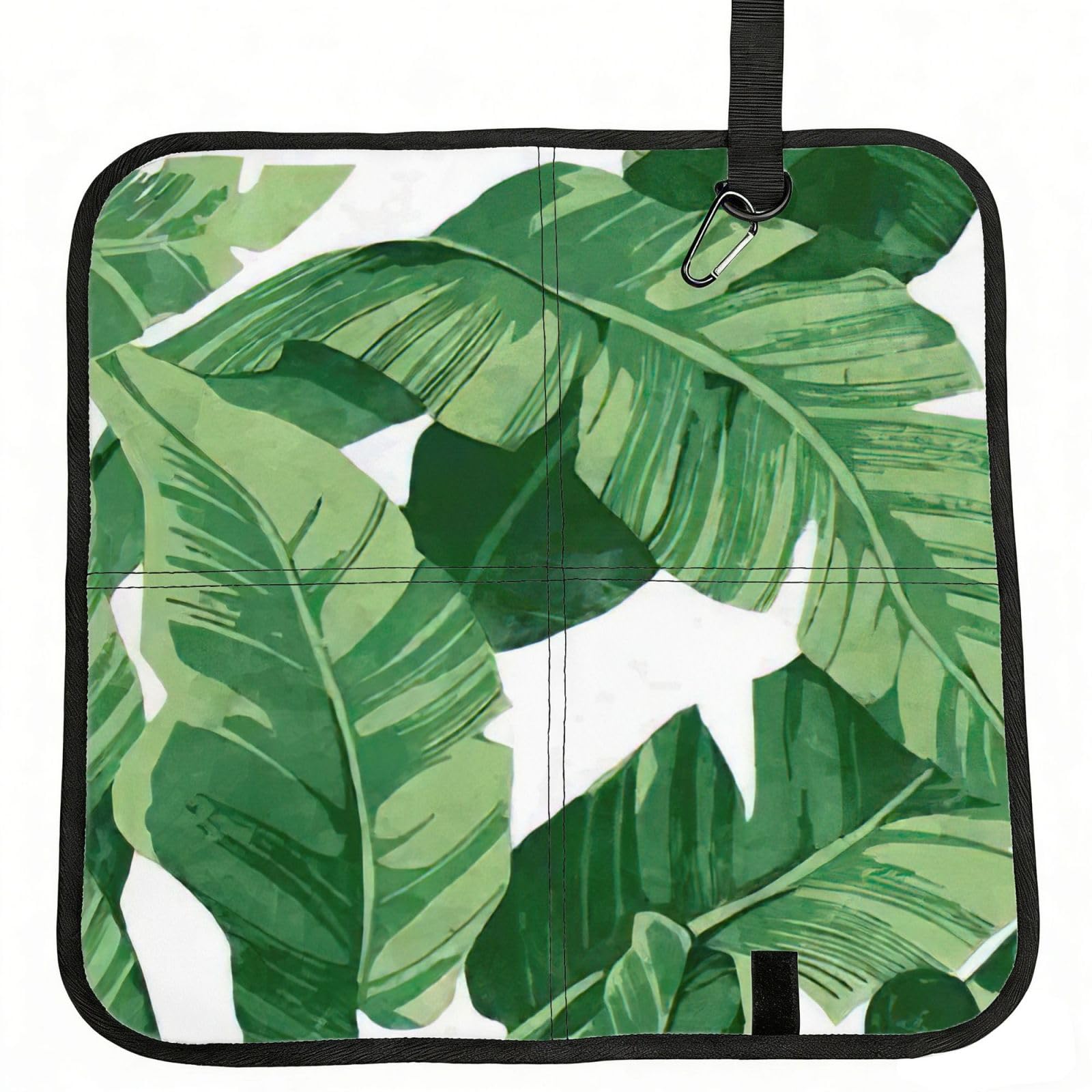 NImongt Cute Green Palm Leaves Print Portable Chair Pad Foldable Seat Cushion Outdoor Seating Office Picnic Camping