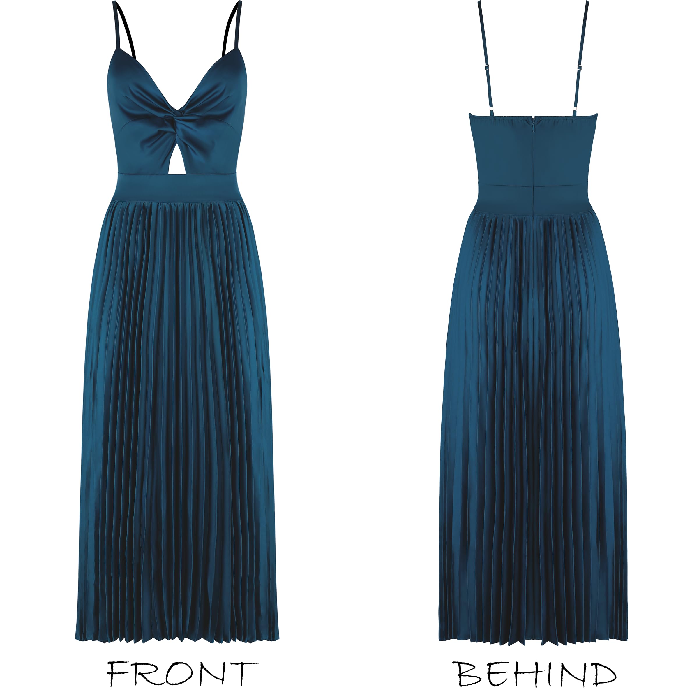 CUPSHE Damen Kleid Satin Ärmellos Plissiert Front Twist Party Maxikleid