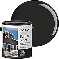 EVOLVE Barn & Fence Paint Flat Black 1 Gallon - Scratch-Resistant Fast-Dry Acrylic Latex for Fences Barns Sheds