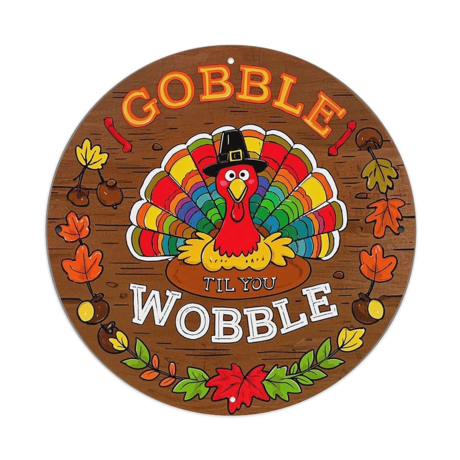 Jdyansheng Vintage Gobble Till You Wobble Turkey Tin Sign Metal Poster Metal Signs For Home Man Cave Bar Cafe Kitchen Laundry Room Wall Decorations 8X8 Inches