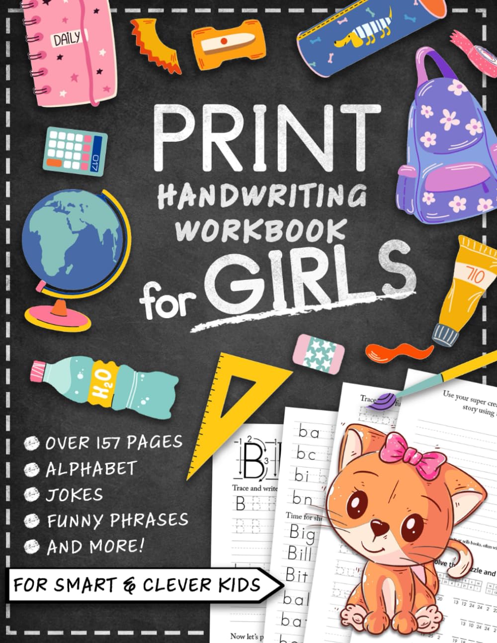 Print Handwriting Workbook for Kids with Jokes & Riddles for Girls: Penmanship Writing Improvement and Trace Alphabet Letters Practice Paper