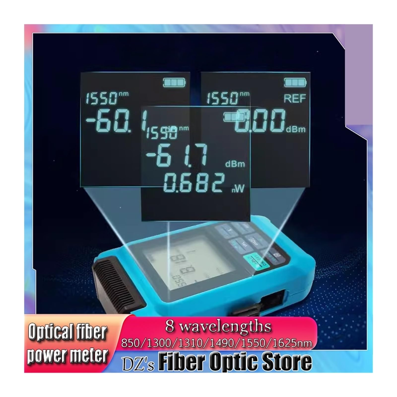 Testeur de Fibre Optique Mini Compteur De Puissance Fiber Optique Multifonction 4 en 1, 10MV, -50 ~ + 30dBm, Localisateur Visuel Défauts-70 À + 10dBm, Test Câble Réseau | A