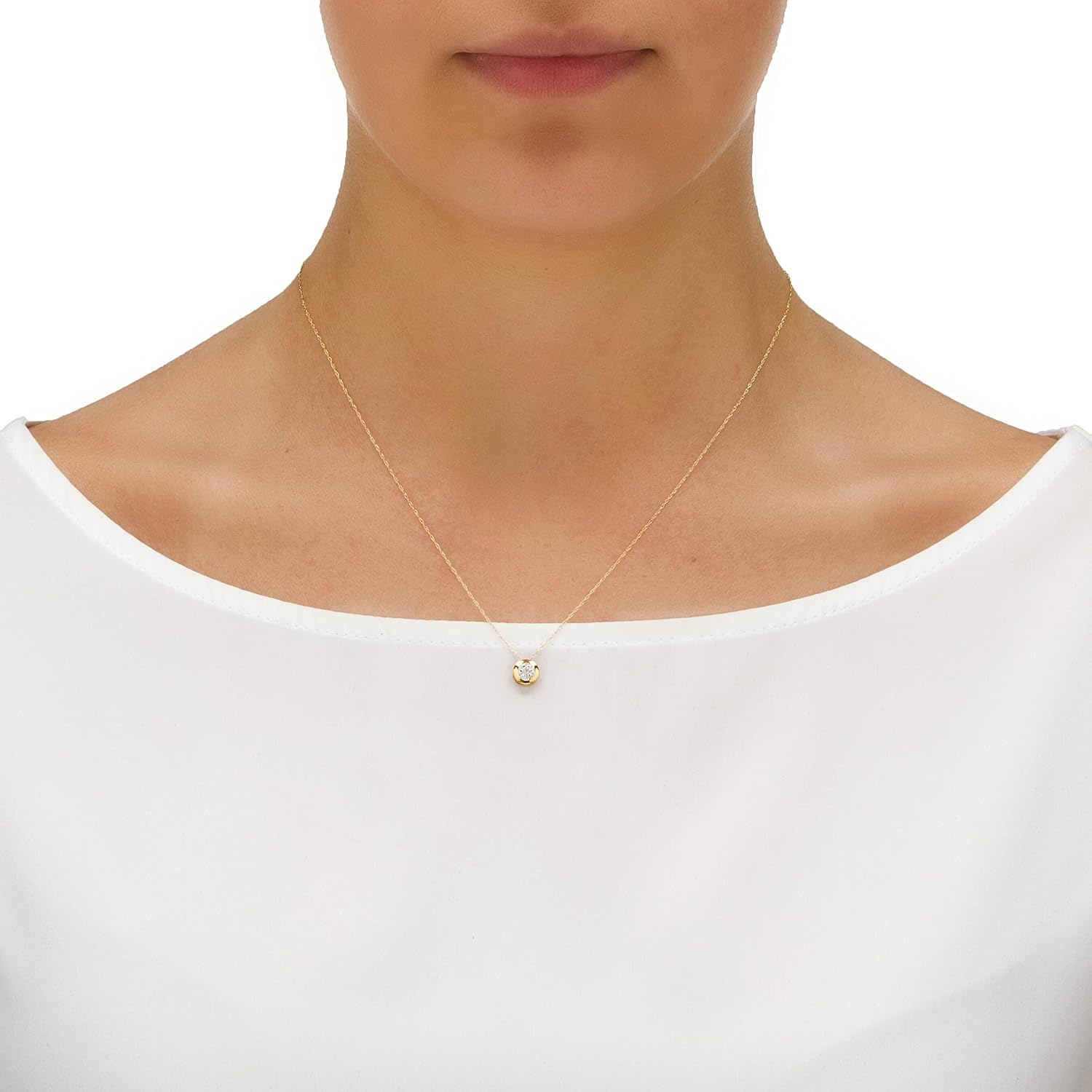 PalmBeach 10K Yellow Gold Genuine Diamond Accent Slide Pendant (6mm) with 18 inch Chain