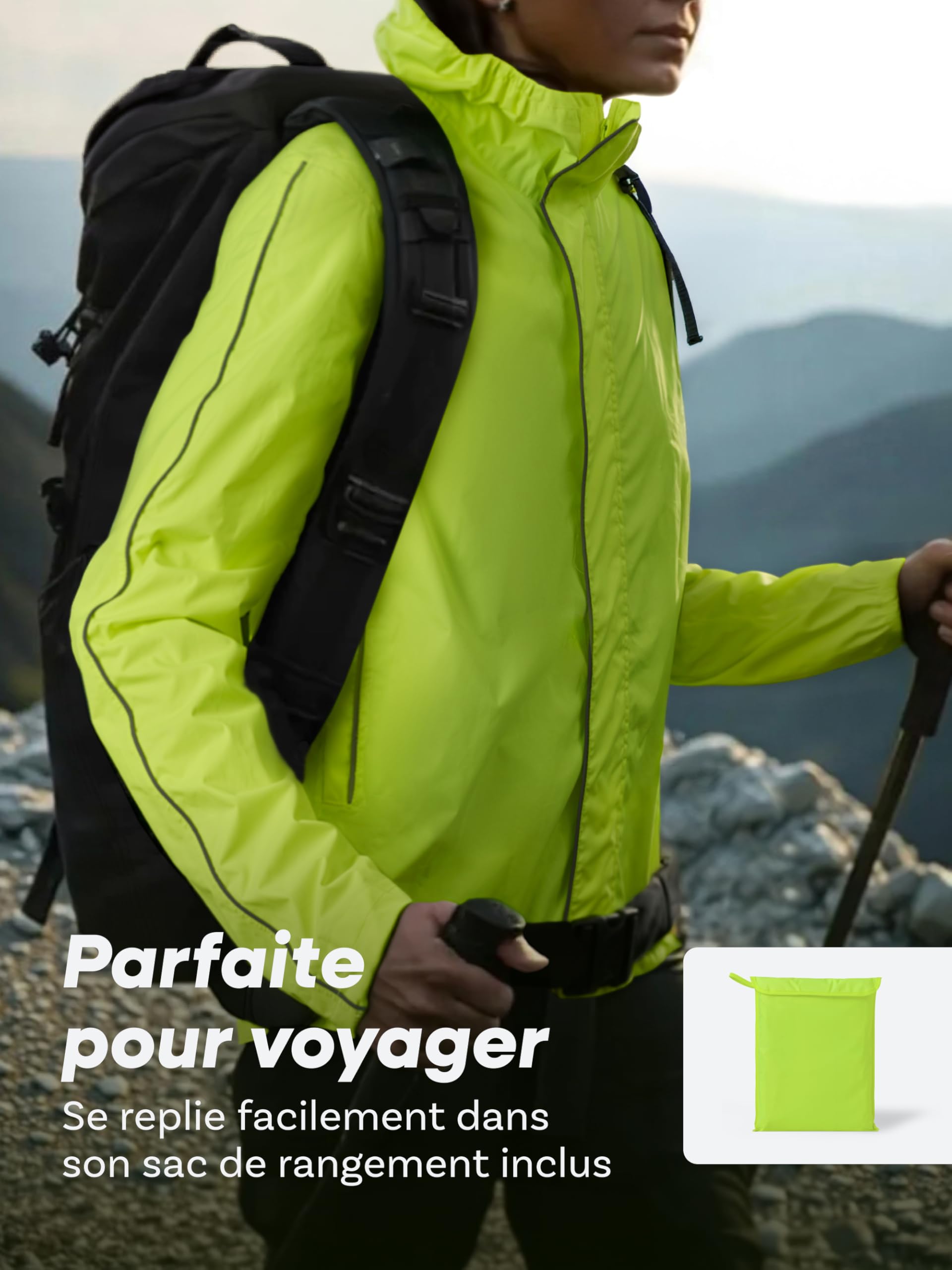 Prowiste Veste de cyclisme Homme & Femme - Imperméable et Respirante - Veste de Pluie de Vélo Réfléchissante avec Capuche & Poche Arrière