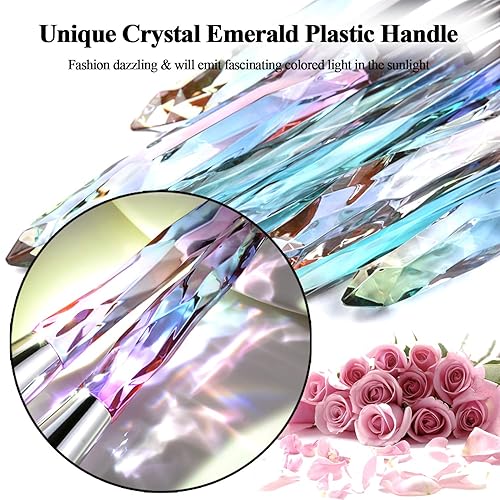 Miniatura 2 de Adpartner Juego de brochas de maquillaje de 10 piezas, estilo de cristal, cerdas sintéticas de alta calidad, cepillo cosmético profesional, base