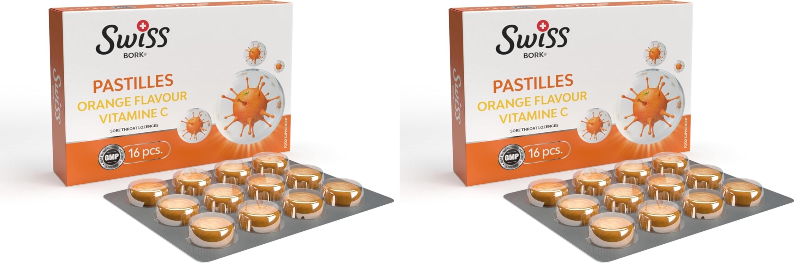Swiss Bork Portakal ve C vitamini Aromalı Pastil 2li paket