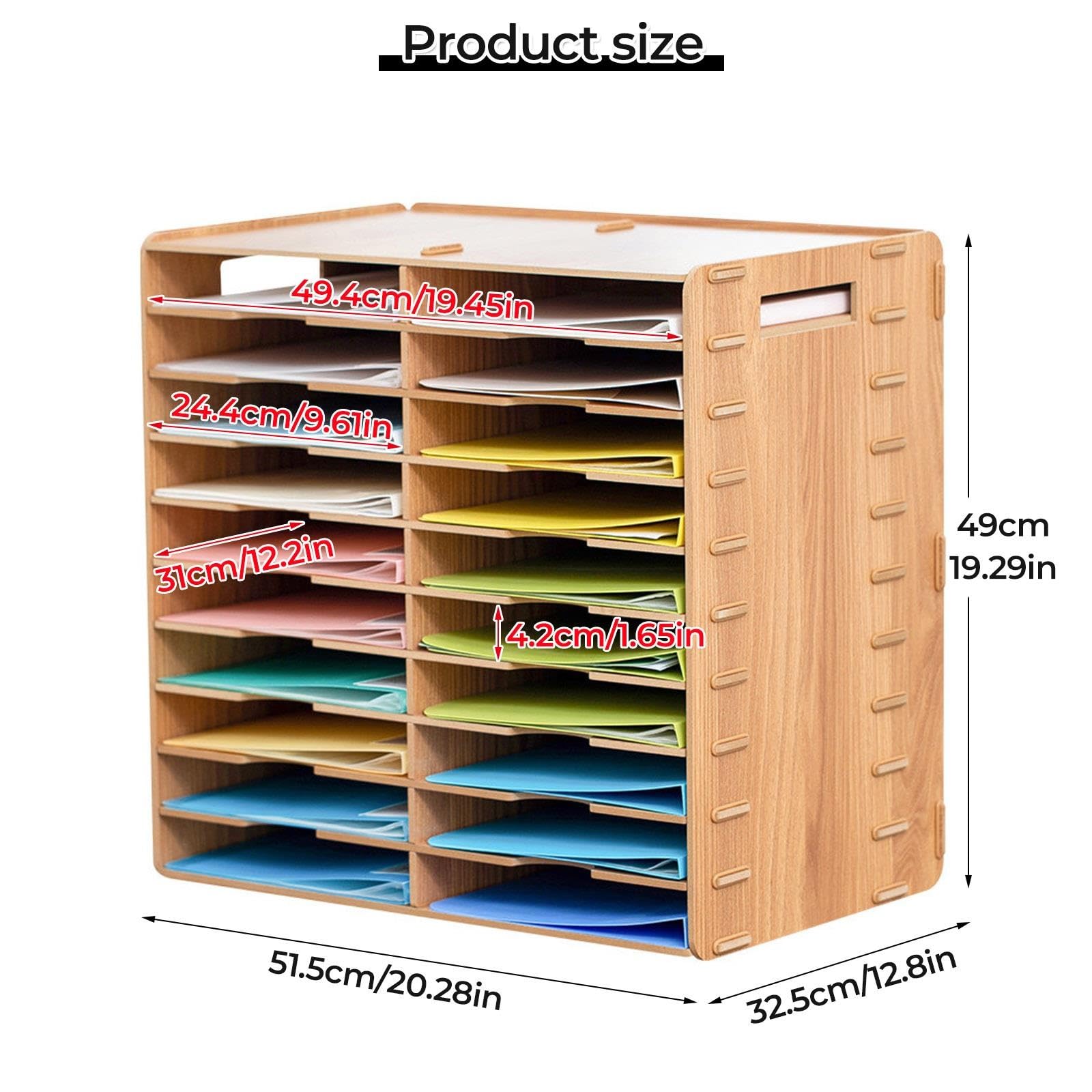 Casier courrier pour Classe 20 Compartiments, Organiseur Documents en Bois
