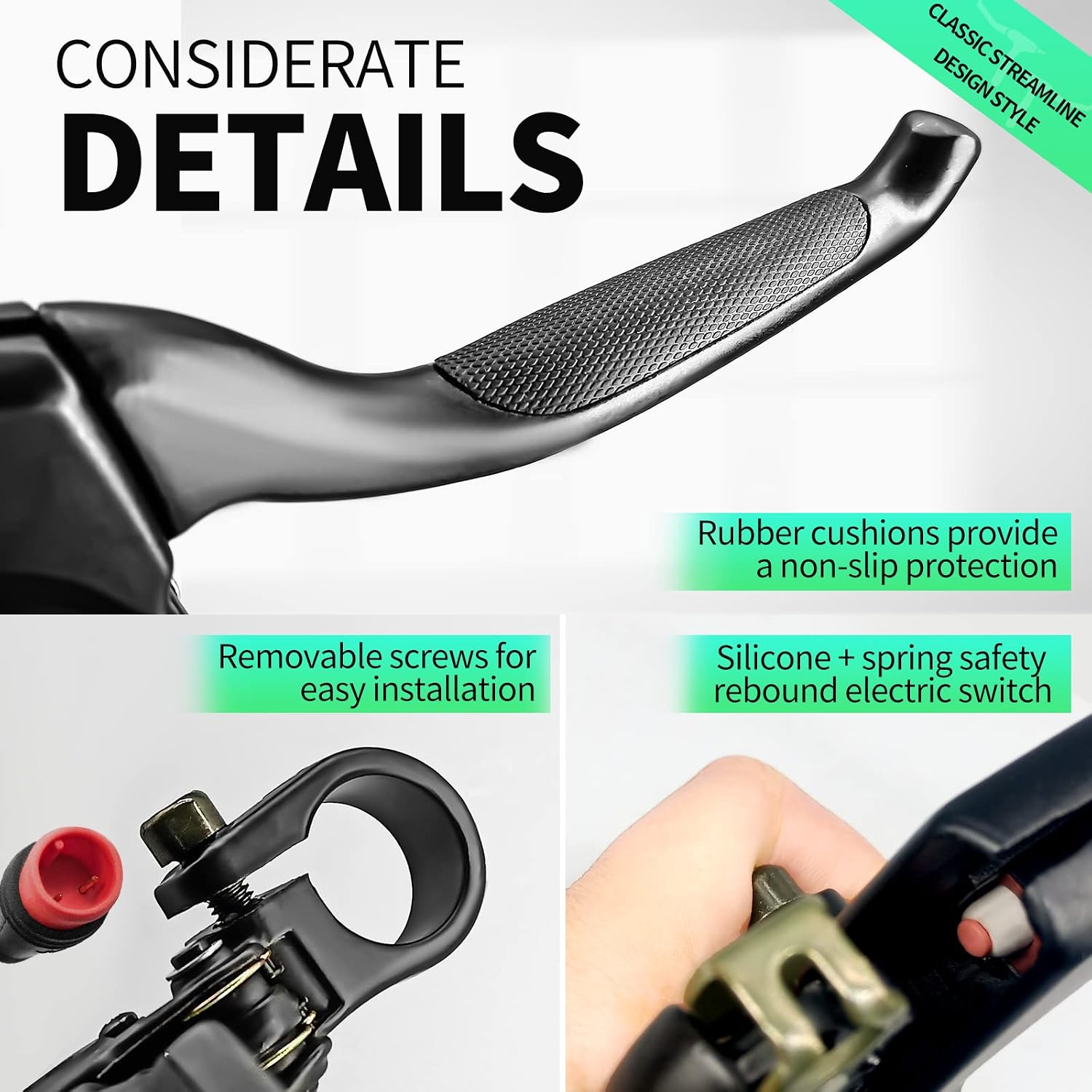Electric Bicycle Brake Lever, 2-pin Male Connector for Electric Bike or Scooter, Ebike Parts Cut Off Power When Braking