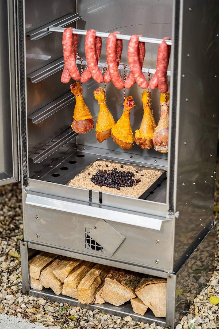 Smoki - Forno affumicatore in acciaio inossidabile, 150 x 39 x 33 cm