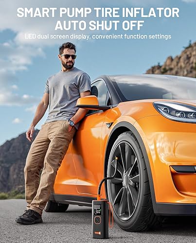 Miniatura 2 de Inflador de neumáticos portátil para automóvil, 5 veces más rápido, 160 PSI, bomba de aire CC de 12 V para neumáticos de automóvil, compresor de