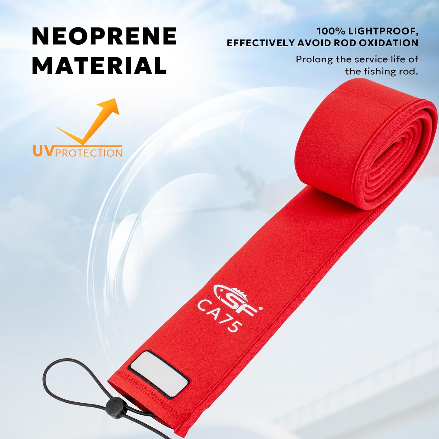 SF Neoprene Fishing Rod Sleeve Rod Cover for Casting, Spinning, Trolling Fishing Rods Protect Cover Floating Rods Storage Case,Hook Resistant