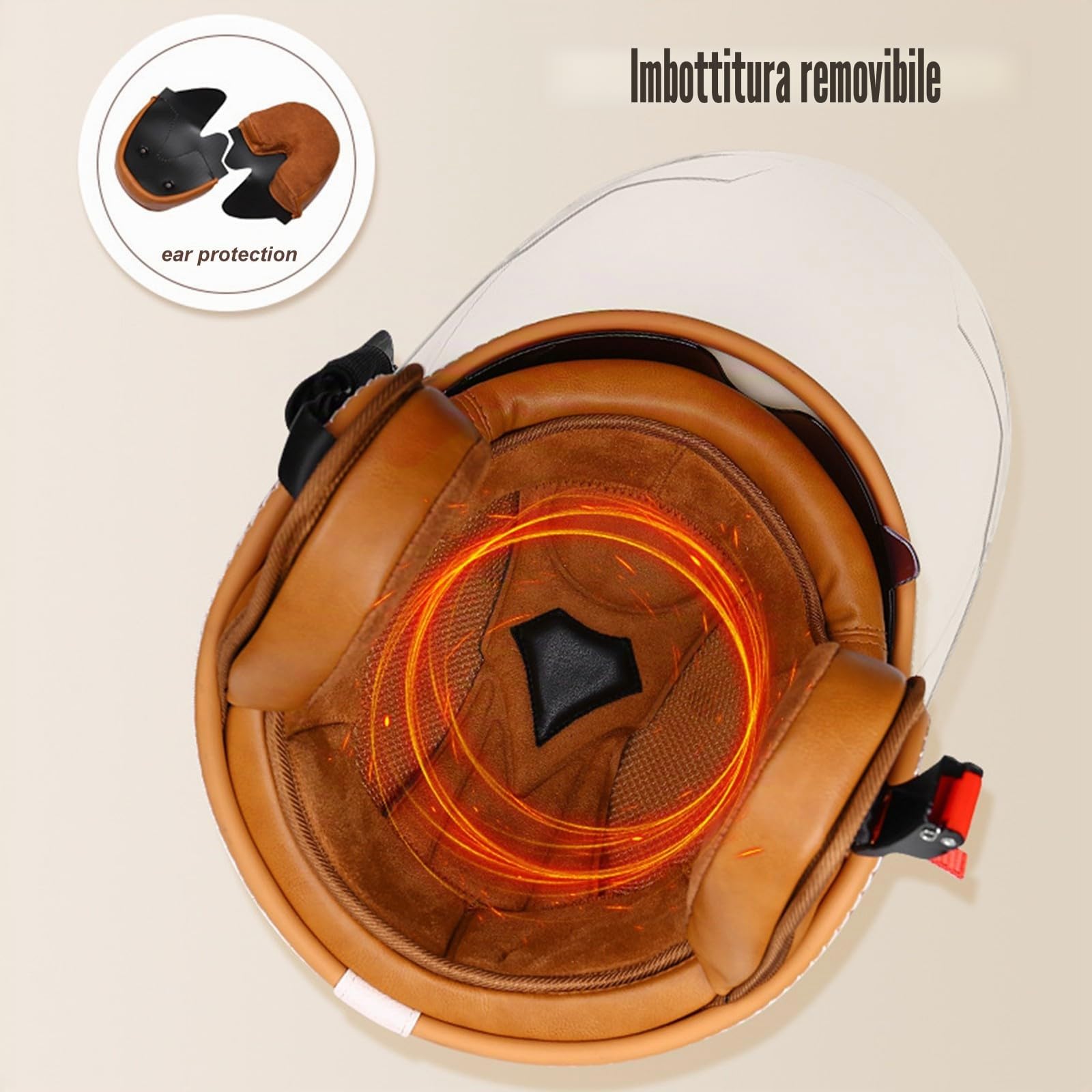Casco Jet Bluetooth Casco Moto Certificazione Applicabile a ECE Casco Pelle Casco Scooter Casco Jet per Adulti Uomo Donna con Doppia Visiera Parasole