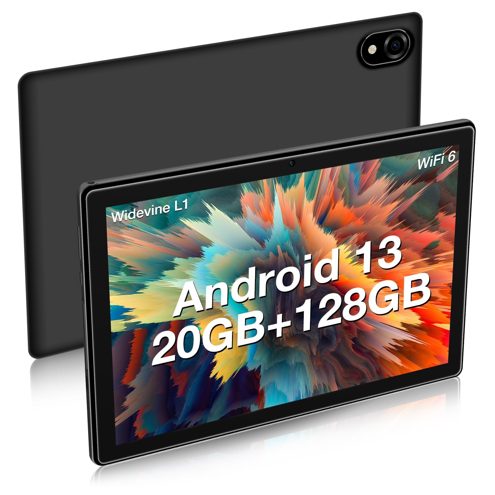 U10PRO 2024 Tablet 10 Pollici Android 13 20GB RAM 128GB ROM (1TB TF) 5060mAh Batteria per Bambini, IPS HD, 8MP+5MP, Widevine L1/BT 5.0/WiFi6/OTG Nero