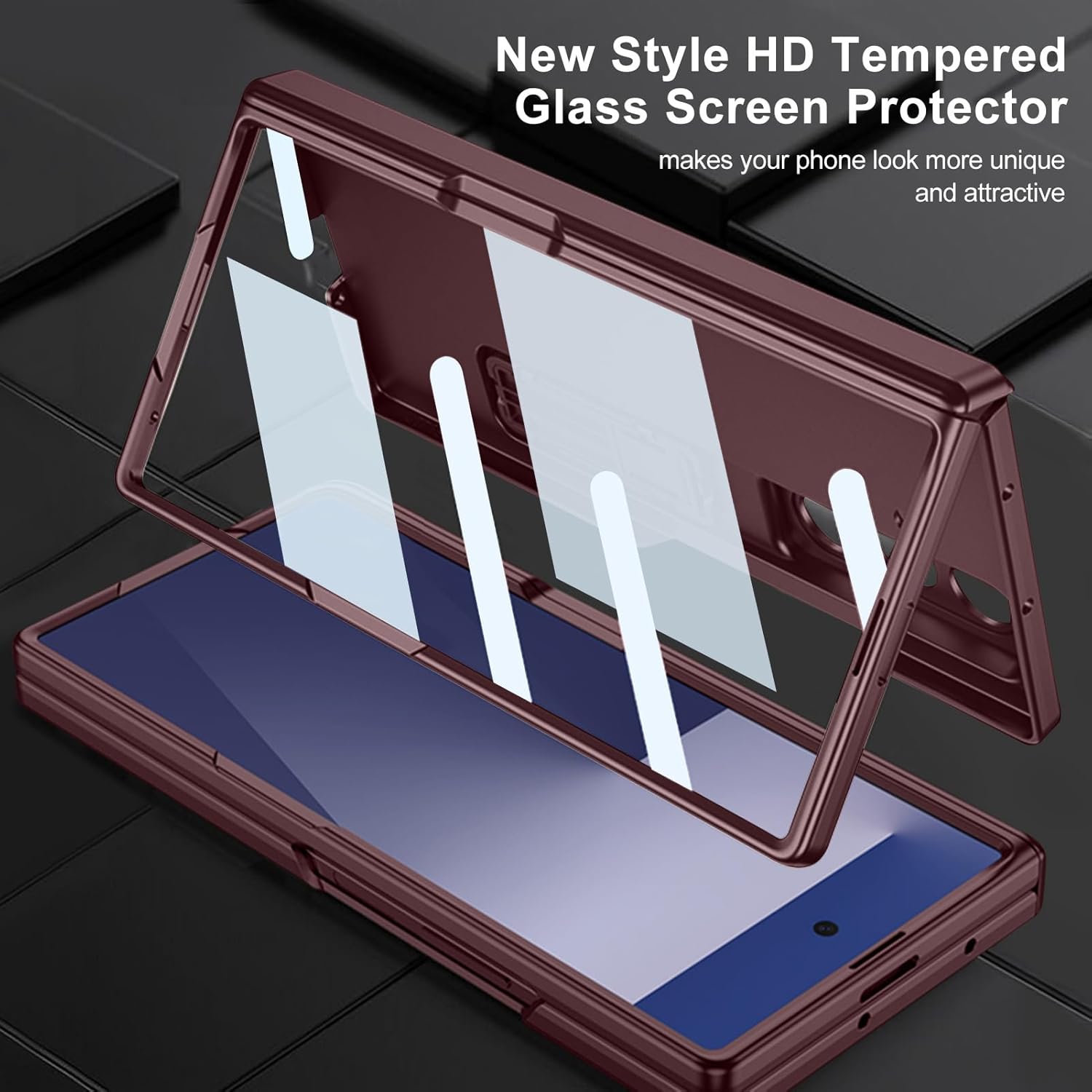 DOOTOO for Samsung Galaxy Z Fold 7 Case Magnetic Hinge Coverage Protective Kickstand & Screen Protector All-Inclusive Shockproof Cover for Galaxy ZFold 7 (Wine Red)