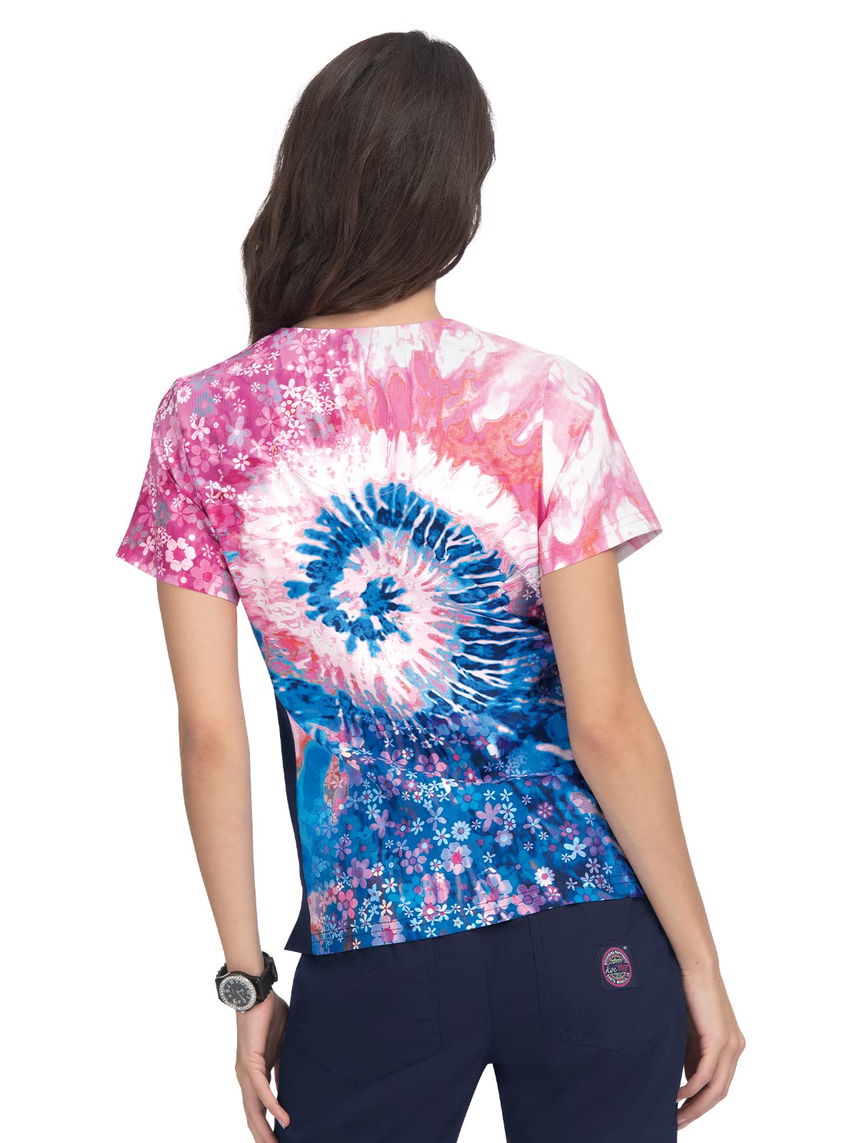 KOI Lite 370PLM Women's Reform PlaceMen'st Top Groovy Floral Navy/Elec Blue/Coral 2XL