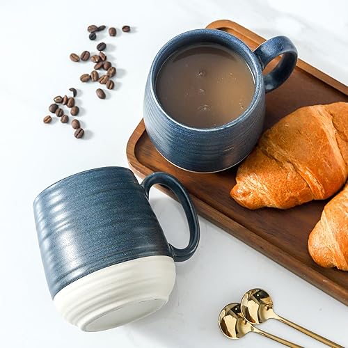 Miniatura 54 de Hasense Juego de 2 tazas de café de 20 onzas, tazas de café de cerámica, taza de té grande con mango cómodo, juego de tazas de café negras