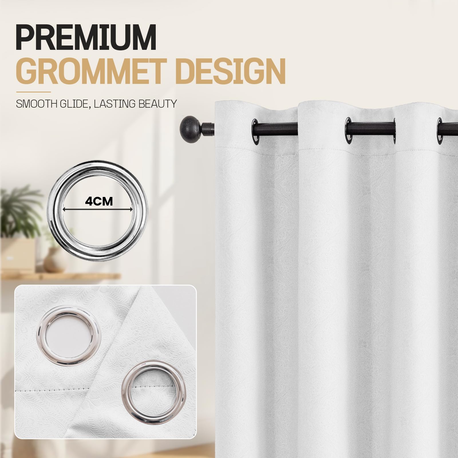 Ystyle Tende Oscuranti per Interni 2 Pezzi, 140x260 CM, Bianco