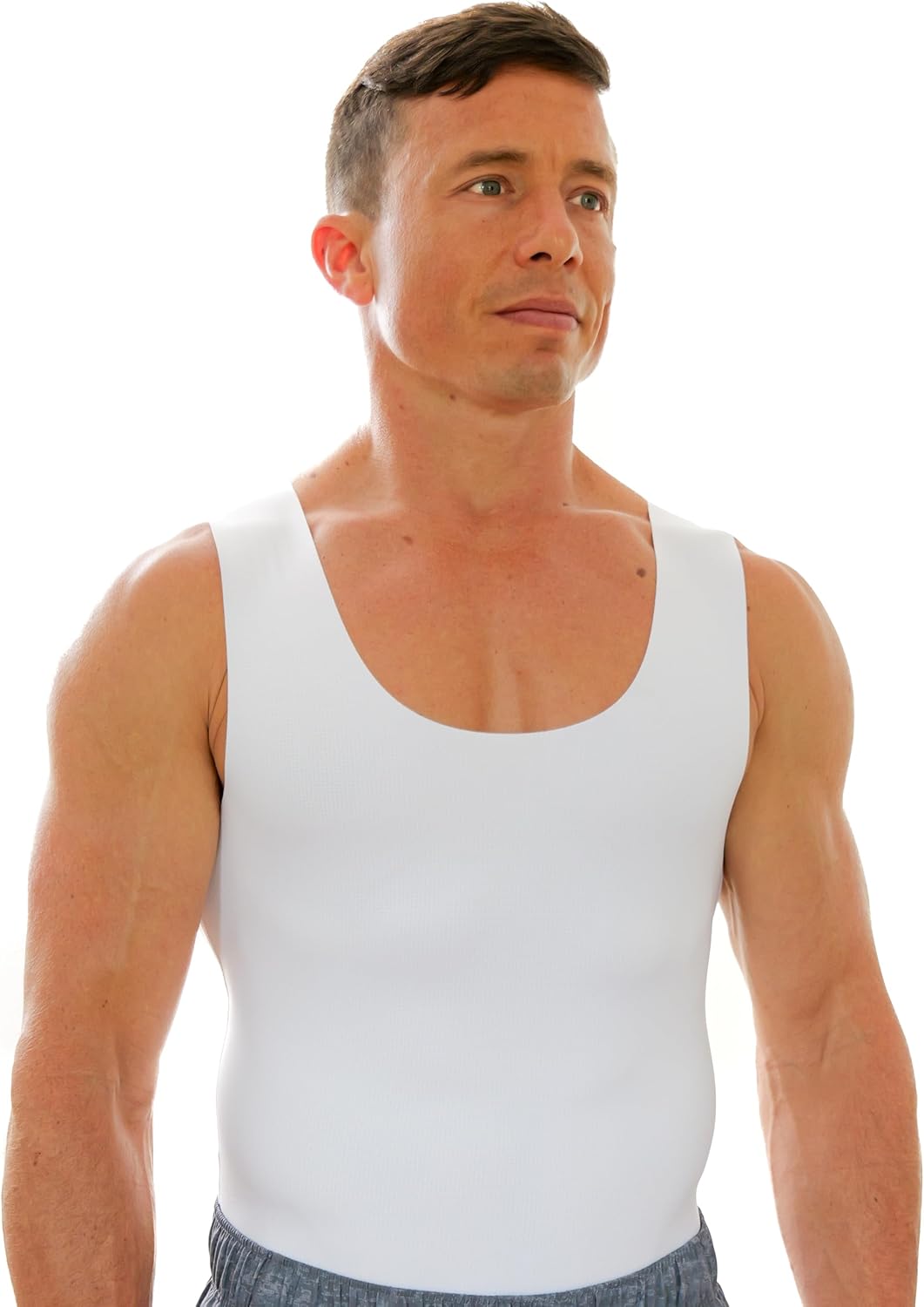 Esteem Apparel TrueForm Seamless Compression Binder for Men Slimming Body Shaper Posture Support Back Support for Hernia