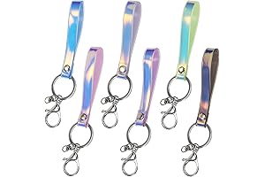 6PCS Holographic Wristlet Keychain Wrist Lanyard Straps Key Chain Holder Clasp for...