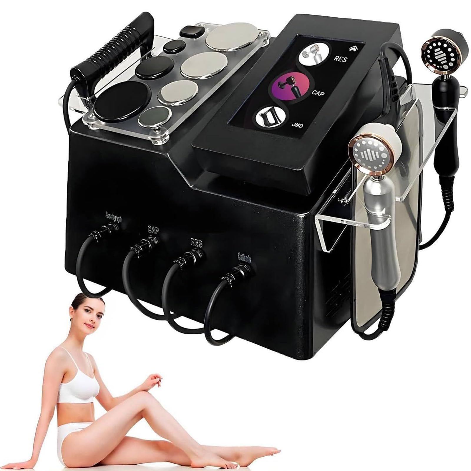 Wielofunkcyjny, monopolarny, 448 kHz, RF, Ret Cet, RF, fizjoterapia, utrata tkanki tłuszczowej, lifting twarzy, anti-aging, z 8 sondami, 2 uchwytami i 1 płytą podciśnieniową