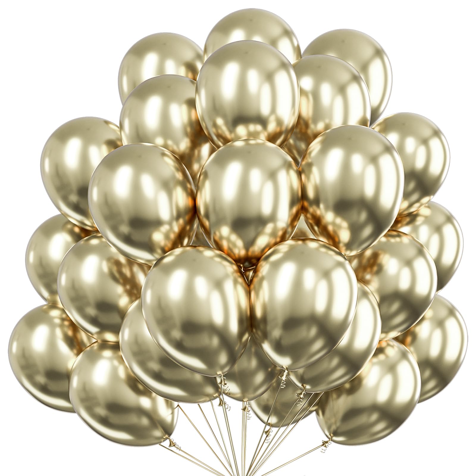 PartyWoo Metallic Gold Balloons 50pcs 12 Inch Chrome Gold Latex Helium Balloons for Birthday Graduation Baby Shower Anniversary Wedding Bachelorette Christmas New Year Party Decorations Gold-G128