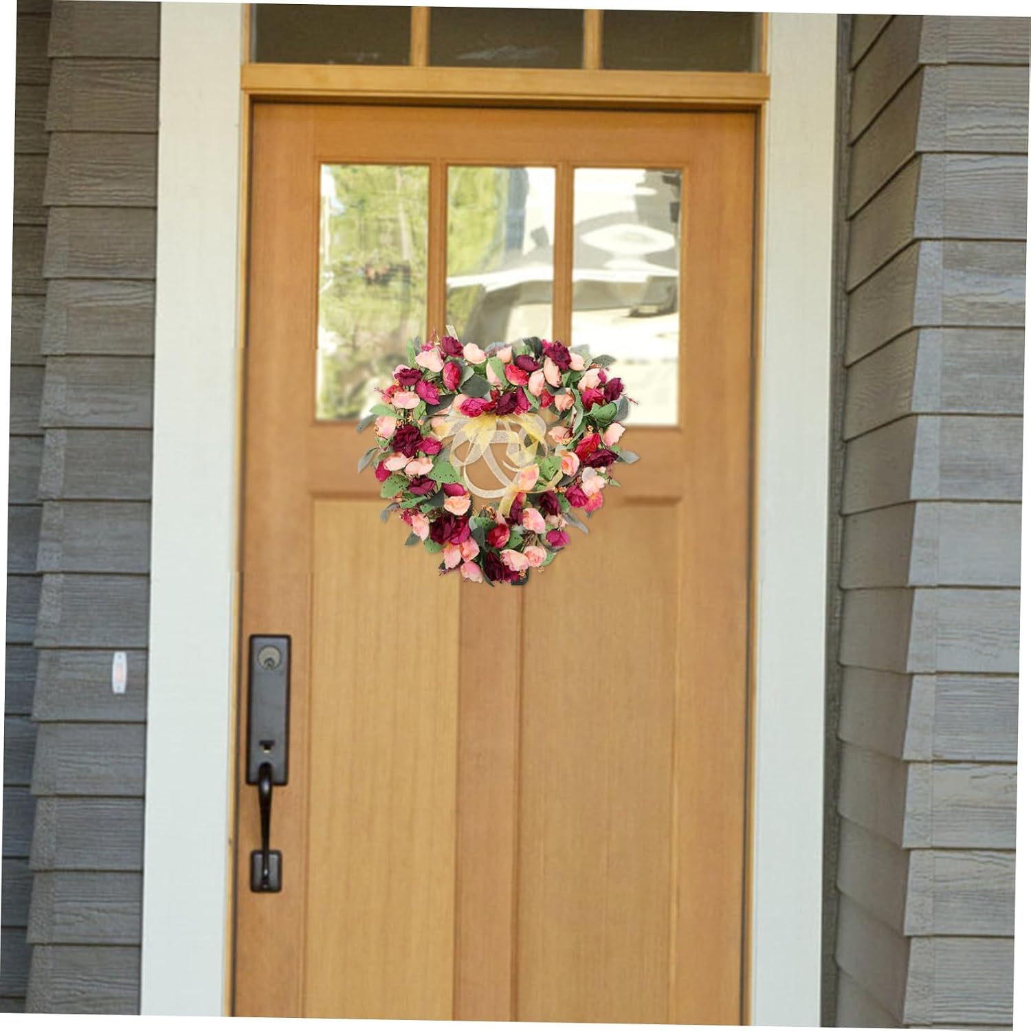 -Shaped Floral Wreath with Green Leaves Flower Garland for Home Door Wall Wedding and Party Decorations Reusable Elegant Decor for Any Occasion