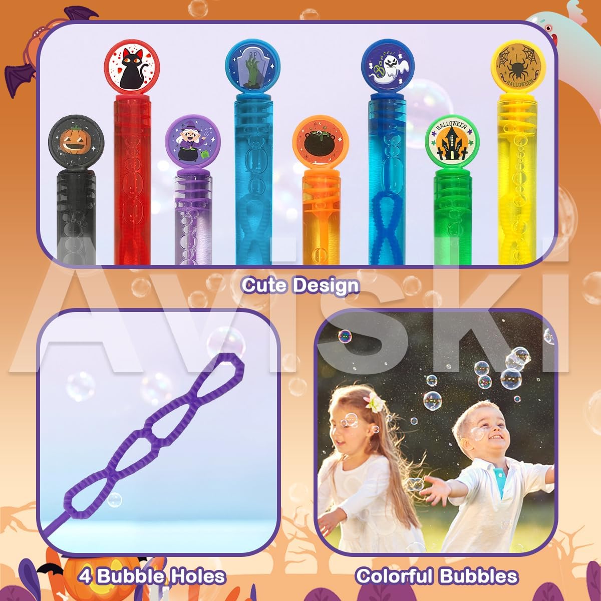 80 Pack Halloween Bubble Wands, Mini Bubble Wands for Halloween Party Favors, Toys for Girls Boys Kids Toddler Adults, Party Bag Stuffers Goodie Bag Filler, Classroom Prizes