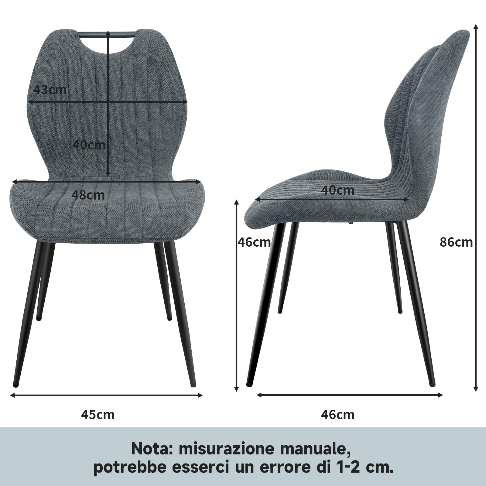 Set Di 6 Sedie Da Pranzo WAFTING – Moderne, Imbottite Con Schienale Traforato E Piedini Regolabili, Colore Kaki