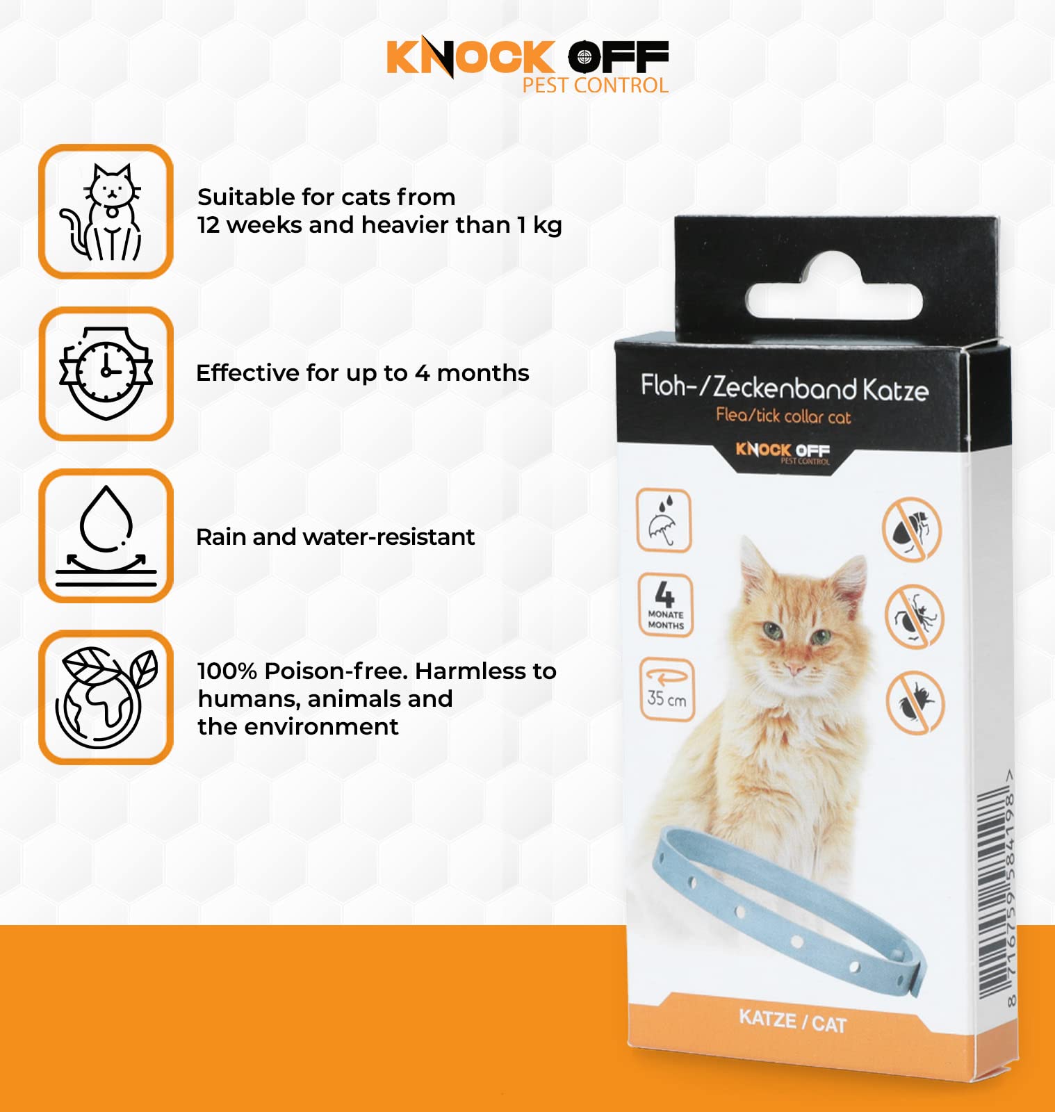 Knock Off vlooien-tekenband 35 cm Kat NL+FR