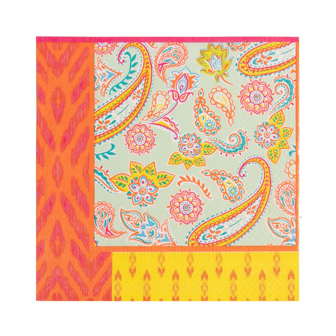 Talking Tables Pack of 20 Paisley Print Boho Napkins | Bold Colourful Recyclable Paper Serviettes | Disposable Party Tableware for Summer, Decoupage, Orange,33 x 33 centimeters
