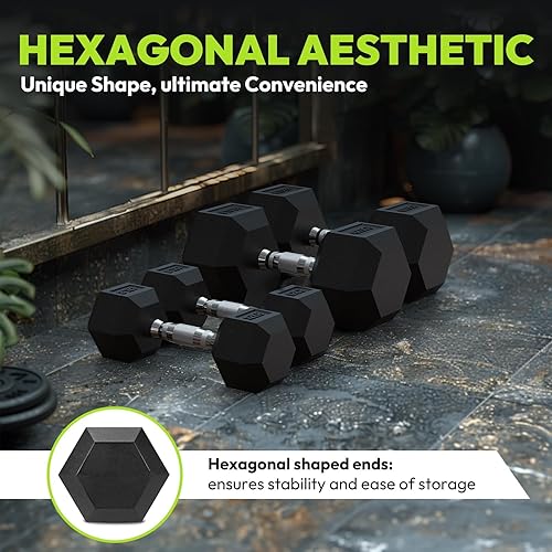 Miniatura 6 de Hex Weights Dumbbells Set with Rack, 100-550 lb Rubber Coated Dumbbell Sets with Storage, Free Hand Weight for Strength Training, Exercise, Fitness,