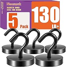 Neosmuk Magnetic Hooks, Cruise Ship Essentials, 130lb+ Heavy Duty Magnetic Hooks for Cruise Cabins, Refrigerator, Grill, Hanging, and Travel | Extra Strong Must-Haves Magnet Hook,Black