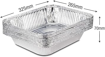 Caterserve Large Disposable Aluminium Foil Trays Containers For Baking Roasting Broiling Cooking Food Storage & More Gastronorm Half Size Pans 32 x 26 cm Pack Of 10