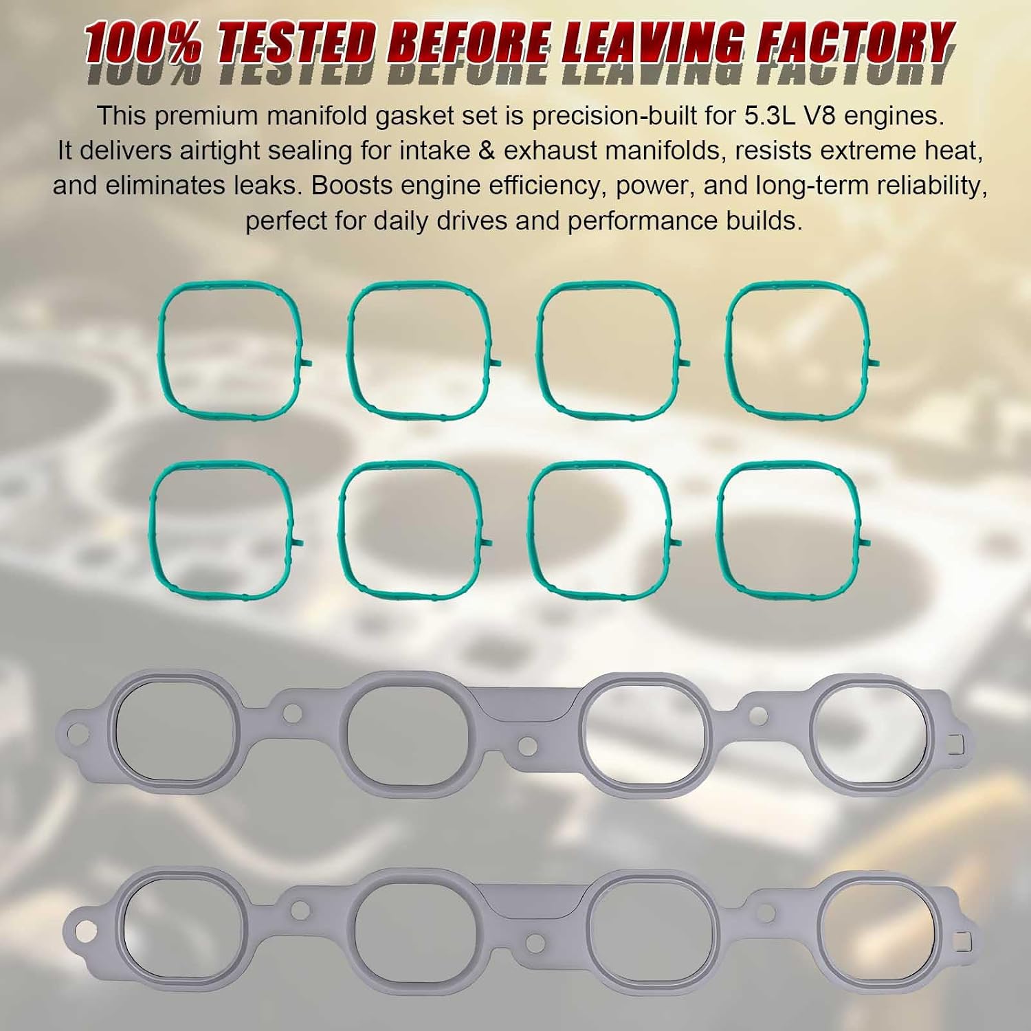 5.3 Cylinder Head Gasket Set with ES73121 Head Bolts Compatible with Chevy GMC Vehicle 2014-2020 Silverado 1500 Tahoe Suburban Sierra 1500 Yukon XL 5.3L V8 5328cc Engine, Replace OE#HS26744PT HS54996