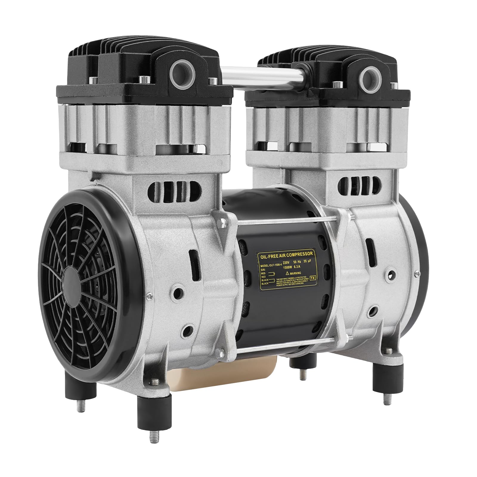 Compresor de aire con cabezal de bomba de 1500 W, con alambre de condensador, 1380 r/min, 140 l/min, 0,7 Mpa, con guardia de seguridad y 2 silenciadores