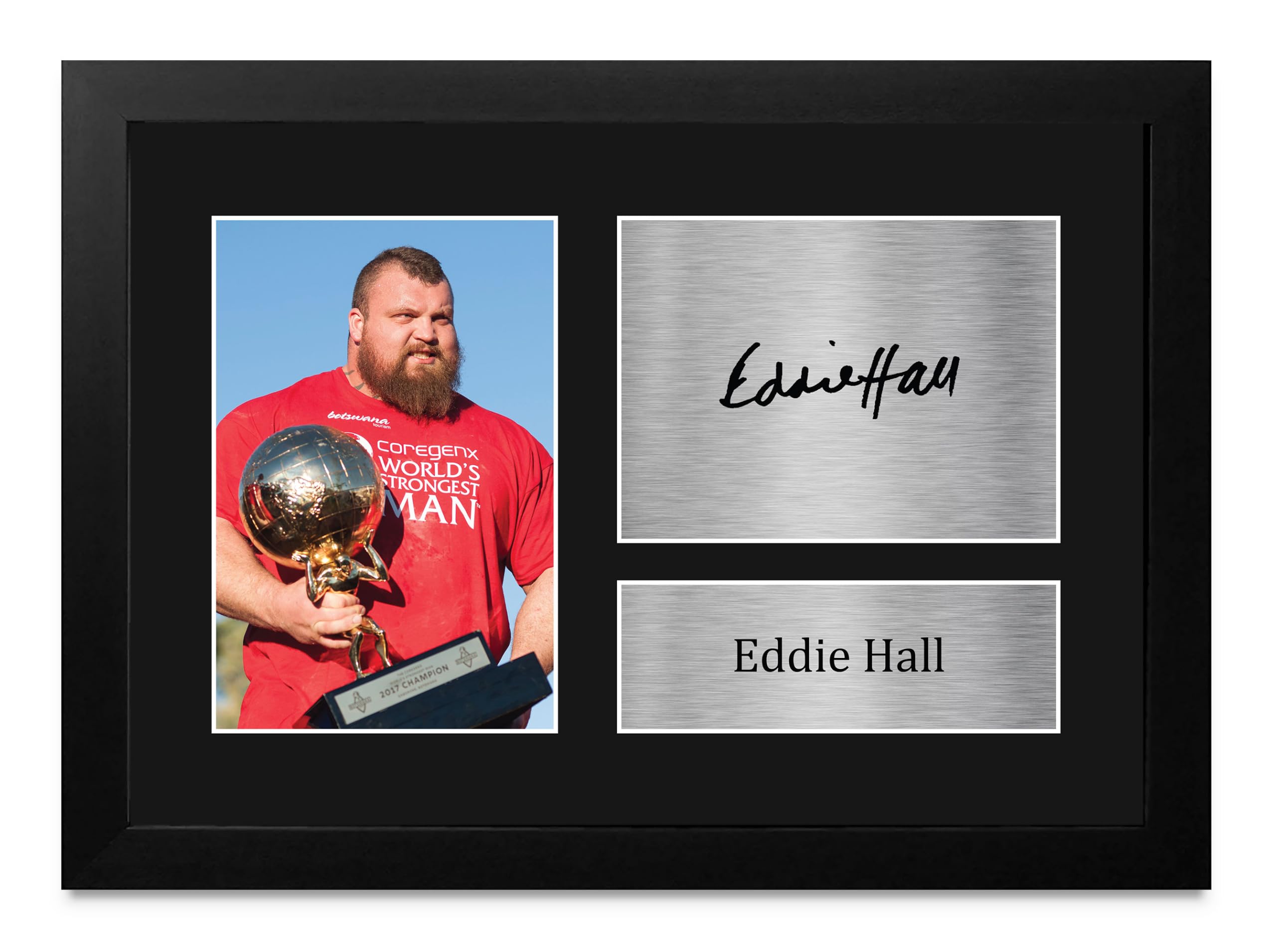 Foto enmarcada de Eddie Hall con autógrafo impreso A4 HWC Trading 8