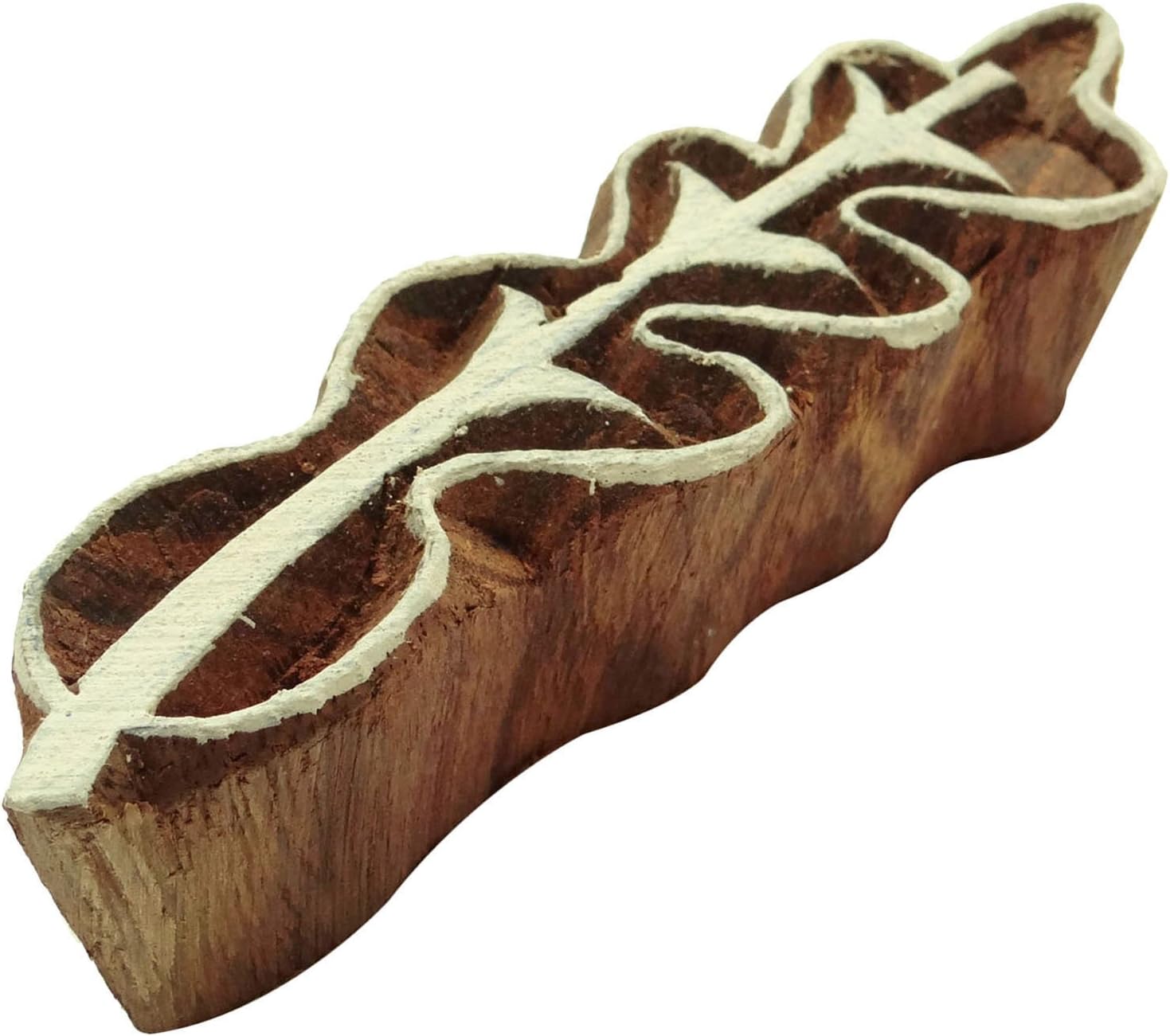 Indian Decorative Block Brown Wooden Textile Leaf Stamps Wood Printing Block