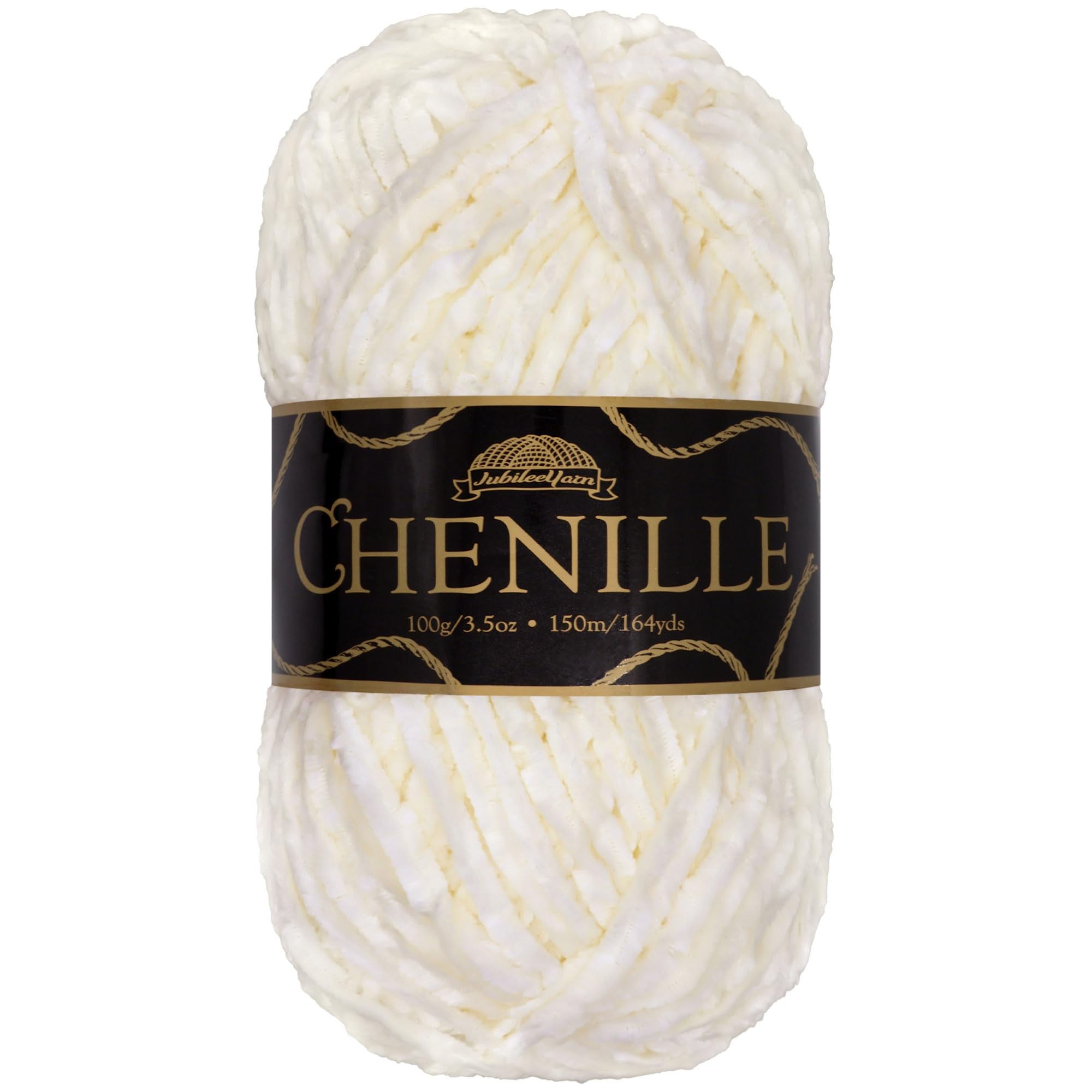 JubileeYarn Chenille Yarn - Worsted Weight - 100g/Skein - Zen - Off-White Beige Velvet - Crochet and Knitting Yarn - 1 Skein — image 1
