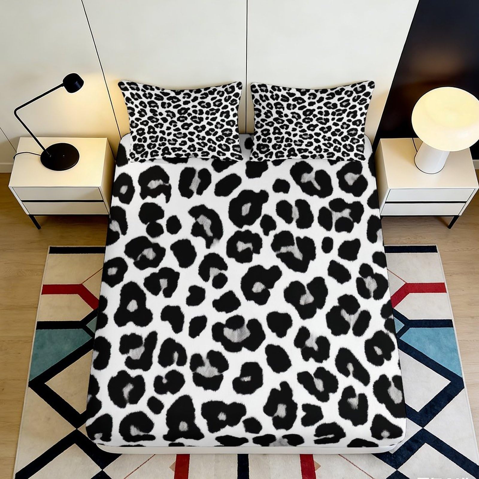 3D Printed Leopard Print Fitted Sheet Microfiber Soft Anti-Slip Animal Pattern Mattress Cover for Bedroom Dorm Decor 120x200cm 120x200x25cm
