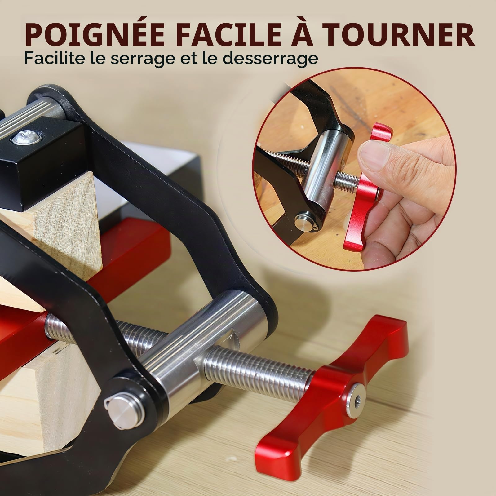 4 pièces de pinces à pression à quatre voies, pinces à pression pour panneaux de découpe et fabrication d’armoires, ensemble de serrage d’angle en alliage d’aluminium pour panneaux de bois et fixation