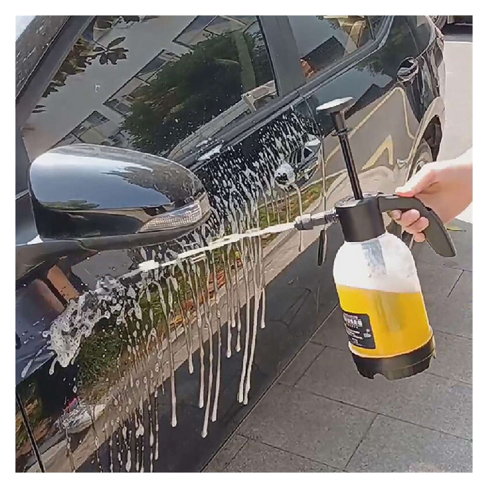 2L Hand Pump Foam Sprayer Pneumatic Cannon Snow Car Wash Spray Bottle Window Cleaning for Home Washing(A-Set)