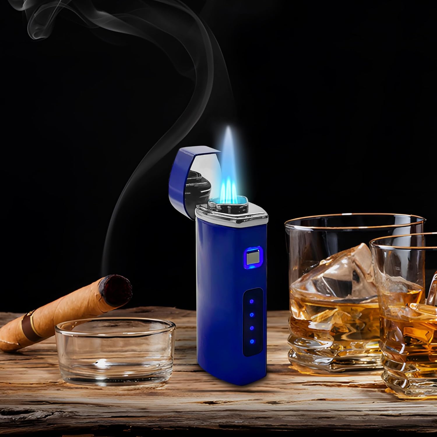 Electric Torch Lighter - Windproof Triple Jet Flame Lighter - Refillable Butane, adjustable, Micro USB Charging - Best Lighter for Enthusiasts