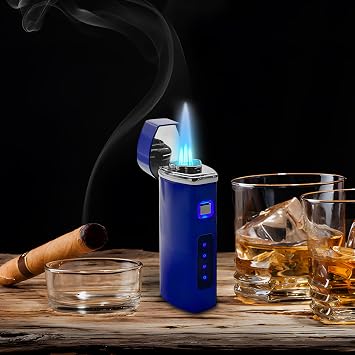 Electric Torch Lighter - Windproof Triple Jet Flame Lighter - Refillable Butane, adjustable, Micro USB Charging - Best Lighter for Enthusiasts