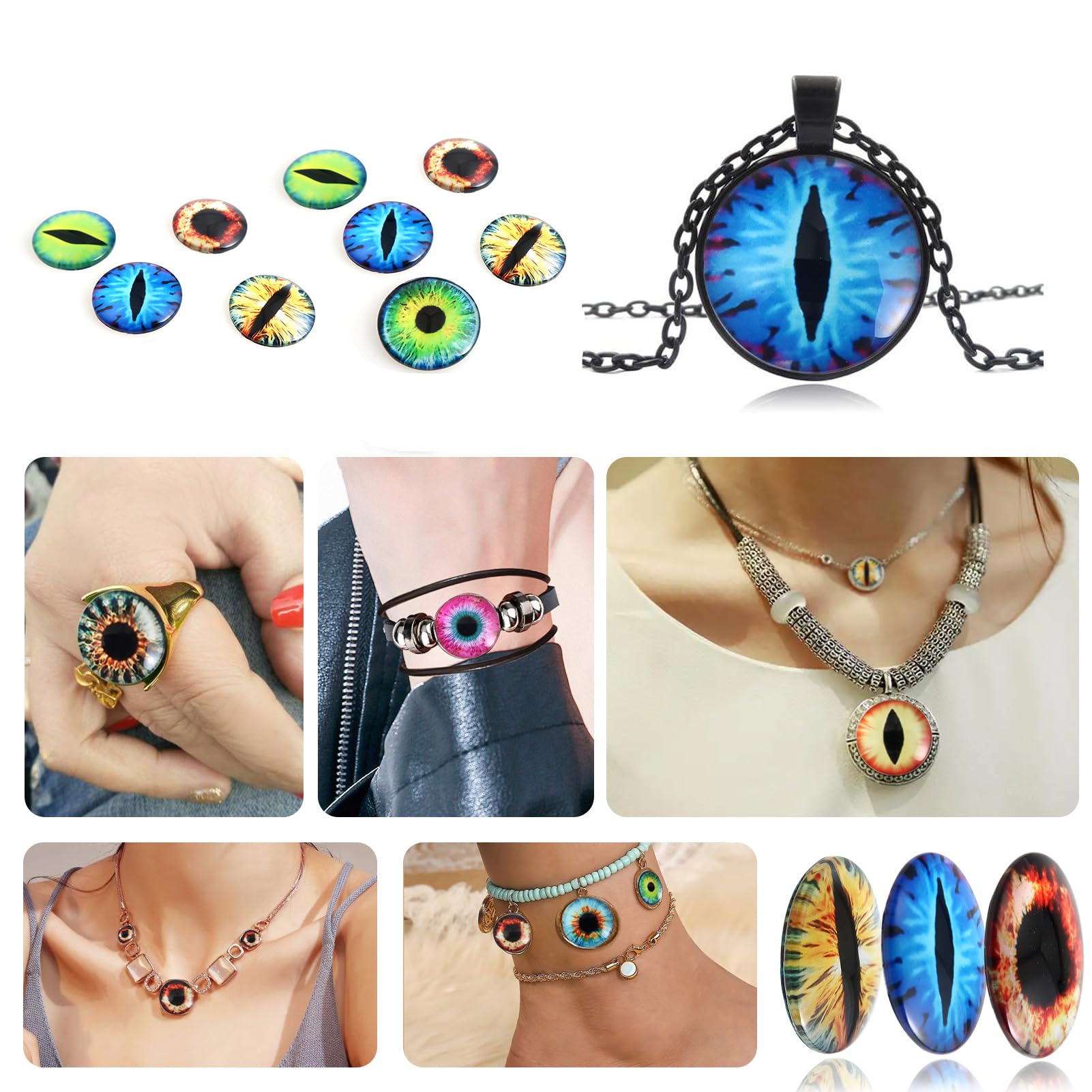 TOAOB Lot De 30 Cabochons Verre Ronds 20 Mm – Yeux De Sécurité Animaux – 15 Styles Différents – Pour Peluches, Jouets, Bijoux DIY
