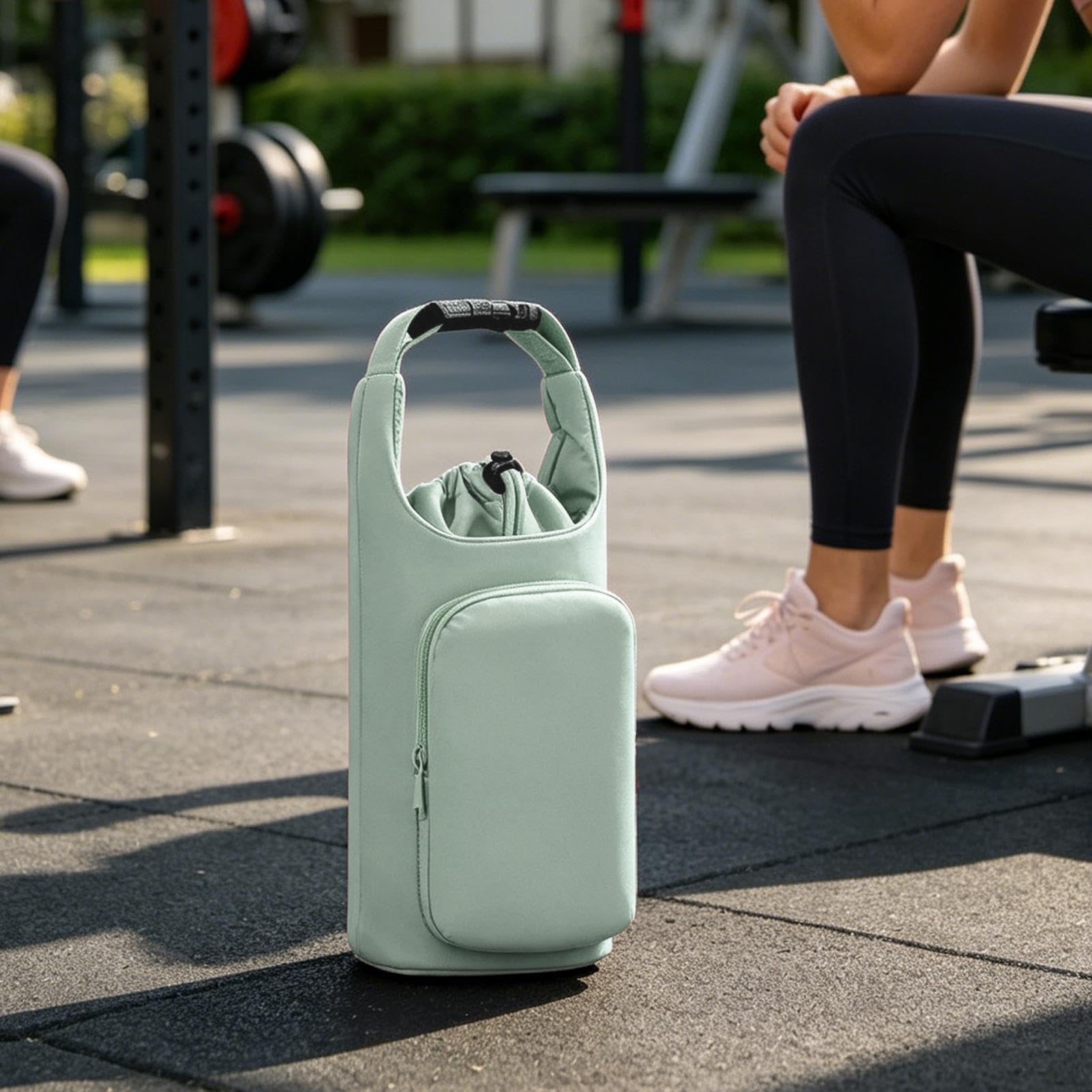 Wasserflaschenhalter mit Gurt, verstellbare isolierte Tasche mit Kordelzug mit Tasche, Wasserflaschenriemen, für Fitnessstudio, Wandern, Reisen, Outdoor, Strand, Büro, Schule, Auto, Kreuzfahrt